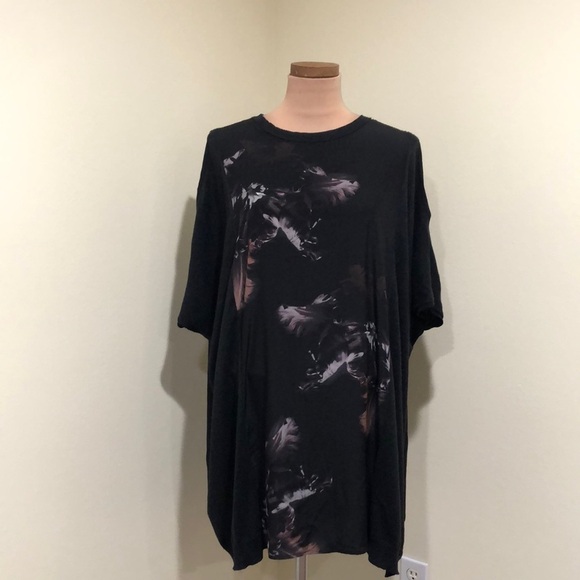 Allsaints Tulipa Floral Cold Shoulder Dress Size Medium Dark Gray Silk Floral - Picture 2 of 9